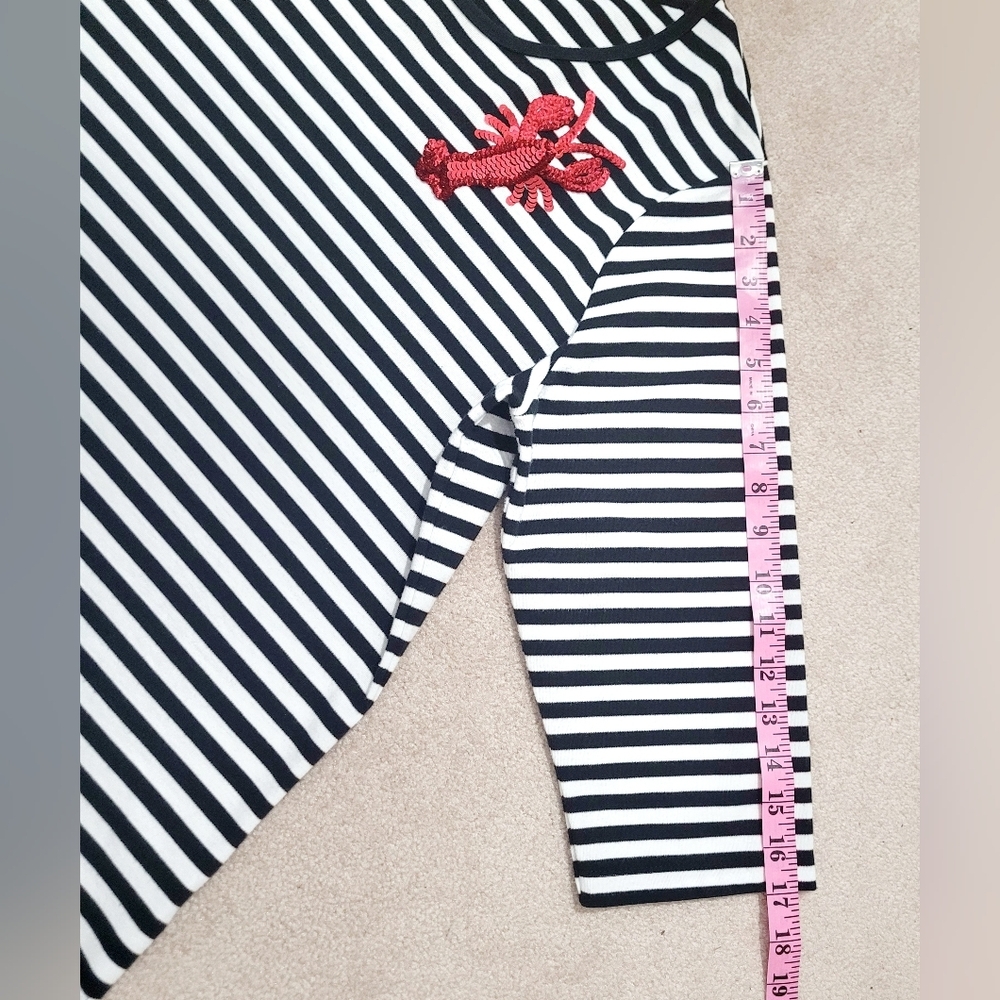 Quacker Factory Lobster Sequin Nautical Striped Top Women Size Large 3/4 Sleeve - Picture 10 of 12